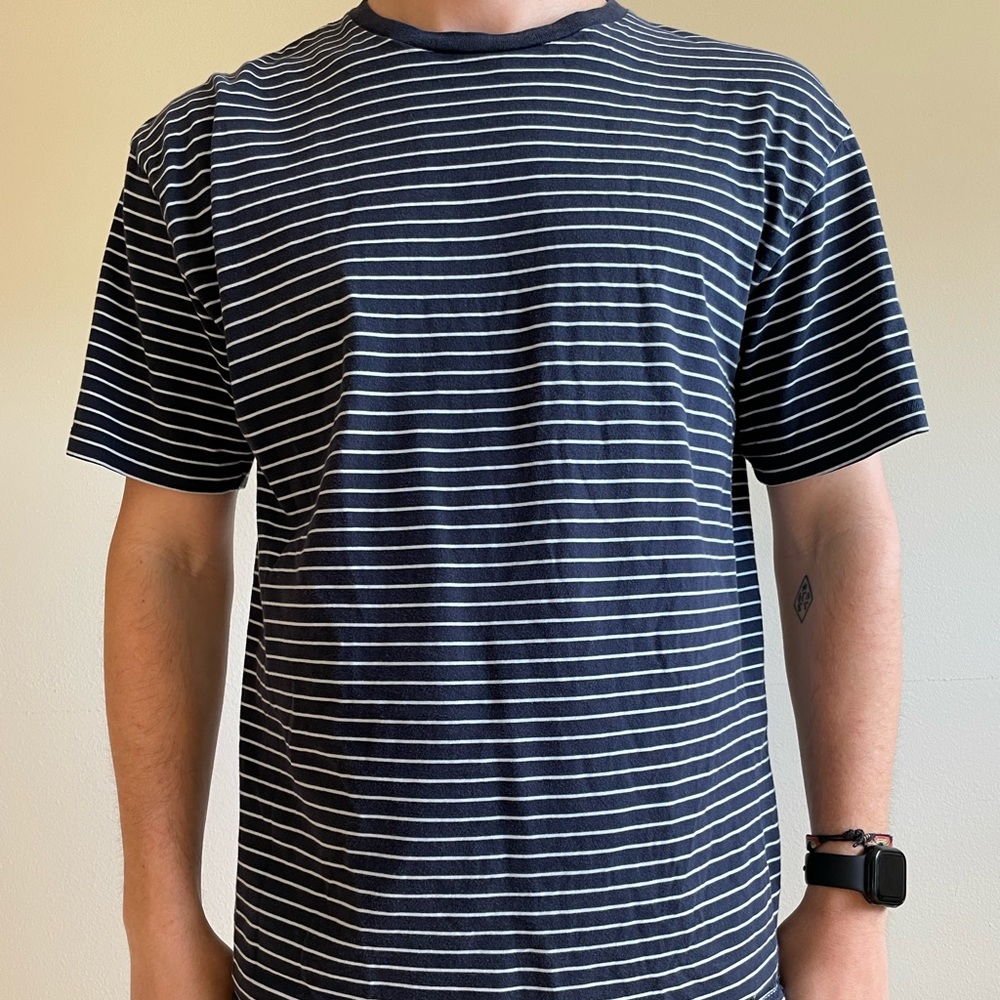 Pilgrim navy/sky blue striped T shirt
